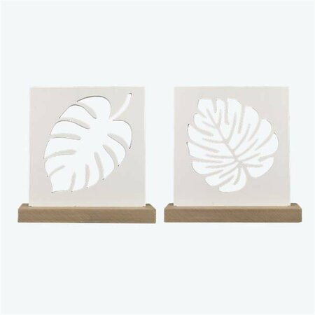 YOUNGS Wood Palm Leaf Tabletop Design, Assorted Color - 2 Piece 10434